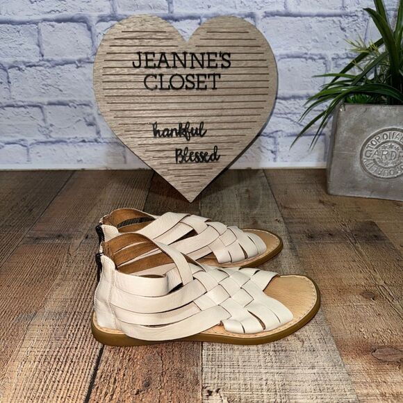 Born Iwa Ecru Woven Leather Flat Gladiator Sandals - Picture 1 of 9